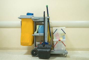 Professional cleaning cart in the hospital
