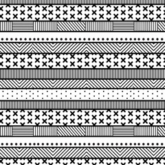 Memphis collection, black and white textured striped seamless pattern 