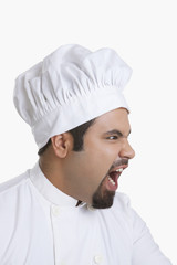 Side profile of chef angry