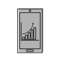 smartphone with statistics graphic vector illustration design