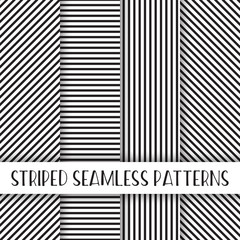 Memphis collection, black and white striped seamless pattern pack 
