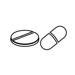 Icon : Pill and Capsule, Isolated on White