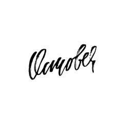 Hand drawn typography lettering. October. Month inscription. Vector Illustration.