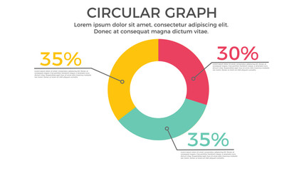 Circular Graph Infographic Element - Business Vector Illustration in Flat Design Style for Presentation, Booklet, Website, Presentation etc. Isolated on the White Background.