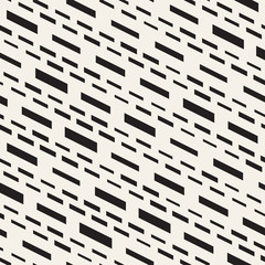 Black and White Irregular Dashed Lines Pattern. Modern Abstract Vector Seamless Background. Stylish Chaotic Stripes Mosaic