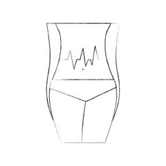 female torso with pulse graphic vector illustration design