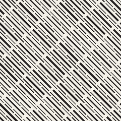 Black and White Irregular Dashed Lines Pattern. Modern Abstract Vector Seamless Background. Stylish Chaotic Stripes Mosaic