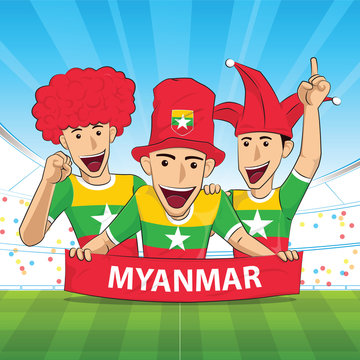 Myanmar Flag soccer support