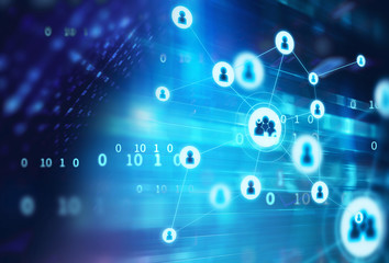 abstract illustration background with user icon and connecting dots and lines .