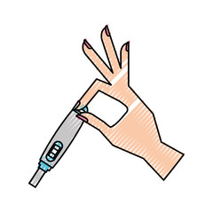 hand human with pregnancy test isolated icon vector illustration design