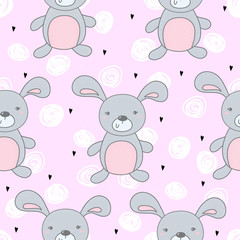 Seamless pattern with cute little bunny. vector illustration
