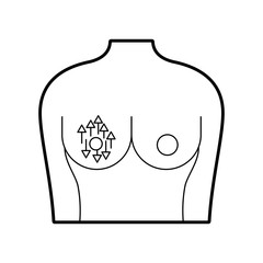 female torso with breast cancer examining vector illustration design