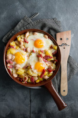 Breakfast in cooking pan