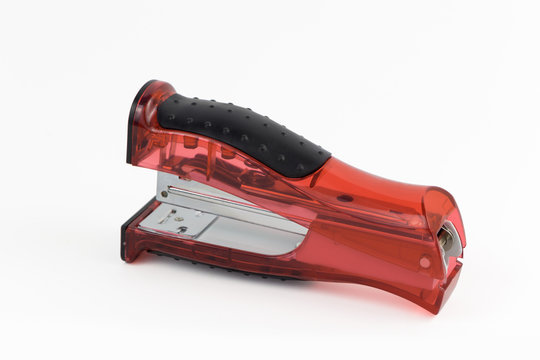 Red stapler with clipping path, office concept, stationery