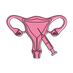 Female reproductive organ with injection vector illustration design
