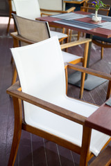 White chairs in restaurant