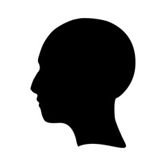 Face side view. Elegant silhouette of a female head. Vector Illustration. Short hair. Monochrome gamma.