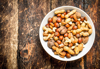 Different nuts in a bowl.