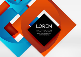 Squares geometric shapes in light grey 3d space