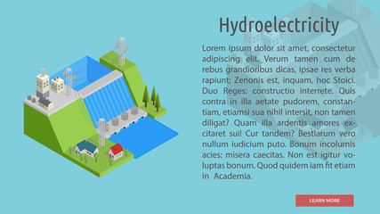 Isometric Hydroelectricity Conceptual Banner