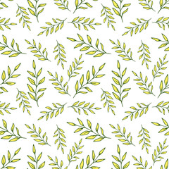 leaves seamless pattern vector on a white background