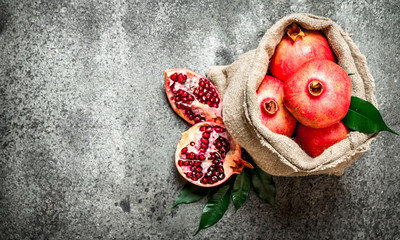 Pomegranates in the old bag.
