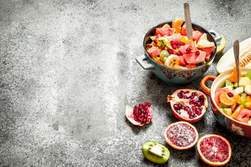 Tropical food . Tropical fruit salad.