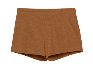 Brown textile cotton summer sports woman shorts isolated on white