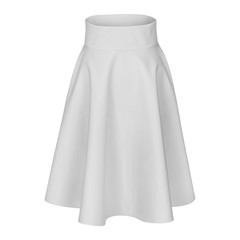 Classic elegant midi white silk satin skirt isolated on white