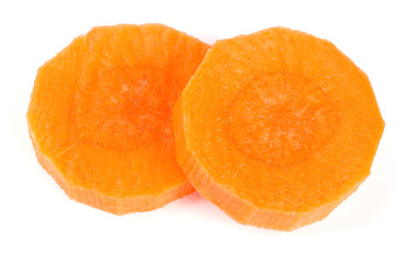 Chopped carrot slices isolated on white background