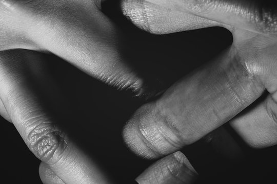 Human hands abstract pose black and white 