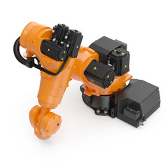 robotic hand machine tool isolated on white. 3D illustration, clipping path