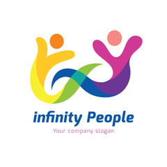 infinity people logo template. Creative education and people brand identity with infinity sign.