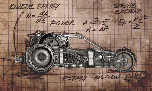 Steampunk style futuristic car