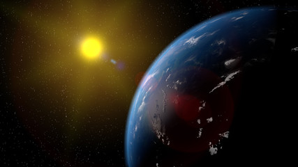 View of the planet Earth from space during a sunrise 3D rendering elements of this image furnished by NASA