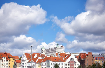Szczecin skyline with Pomeranian Dukes Castle, Poland.