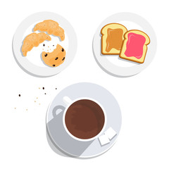 Vector. Breakfast on the table, good morning concept.