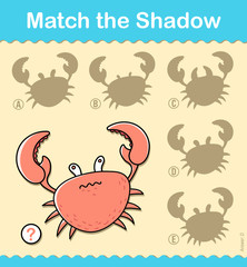 Kids entertaining puzzle game with a red crab