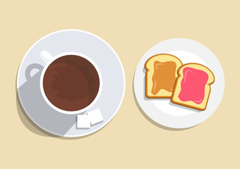 Vector. Breakfast on the table, good morning concept.