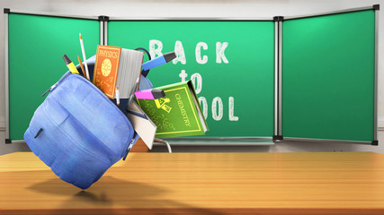 Class in school lesson back to school background 3d render perspective