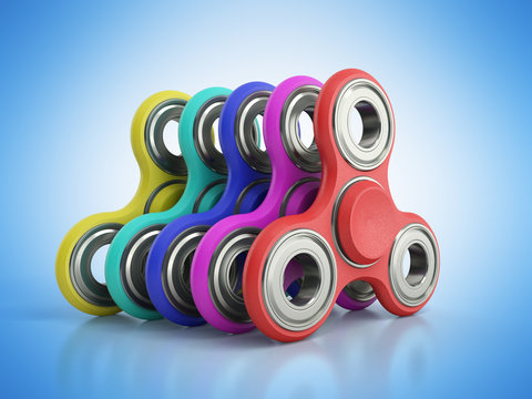 Hand Spiners 3d render on blue background