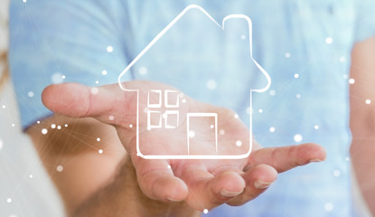 Businessman holding manuscript real estate plan project