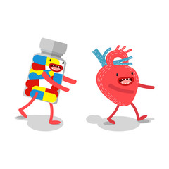 Vector. Cartoon human organs, which runs the medicine. The concept of health and medicine, a healthy lifestyle.
