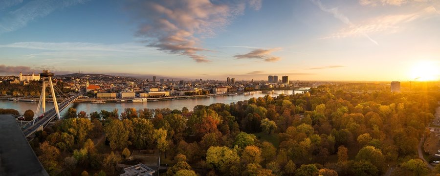 Autumn panorama of Bratislava, Slovakia capitol