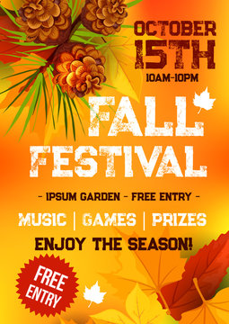 Fall harvest festival, autumn party banner design