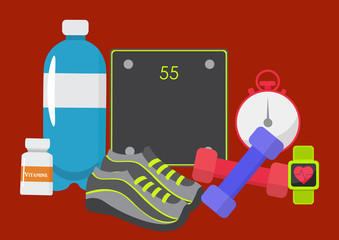 Healthy, sport, fitness, lifestyle design, vector illustration, graphic