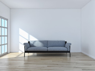 Modern bright living room, interiors. 3D rendering