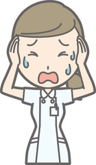 The nurse wearing a white coat is in trouble Illustration