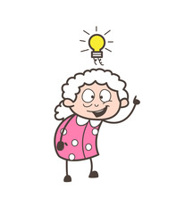 Obraz premium Cartoon Granny Got an Idea Vector Illustration