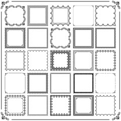 Vintage set of vector elements. Different square elements for decoration and design frames, cards, menus, backgrounds and monograms. Classic black and white patterns. Set of vintage patterns